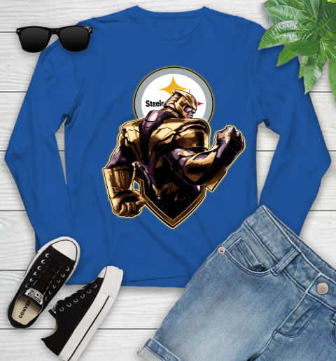 NFL Thanos Avengers Endgame Football Sports Pittsburgh Steelers Youth Long Sleeve 9