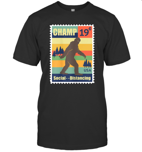 Social Distancing Champ Bigfoot Stamp 2020 Vintage T-Shirt