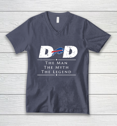 Buffalo Bills NFL Football Dad The Man The Myth The Legend V-Neck T-Shirt - Image 8
