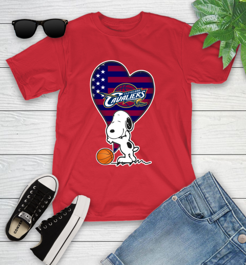Cleveland Cavaliers NBA Basketball The Peanuts Movie Adorable Snoopy Youth T-Shirt 10