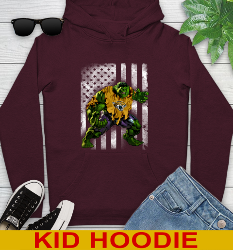 Jacksonville Jaguars Hulk Marvel Avengers NFL Football American Flag Youth Hoodie 7