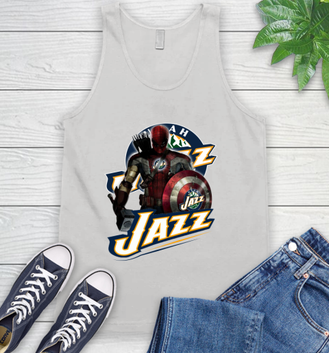 Utah Jazz NBA Basketball Captain America Thor Spider Man Hawkeye Avengers Tank Top