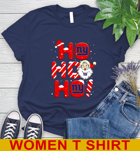 New York Giants NFL Football Ho Ho Ho Santa Claus Merry Christmas Shirt Women's T-Shirt 12