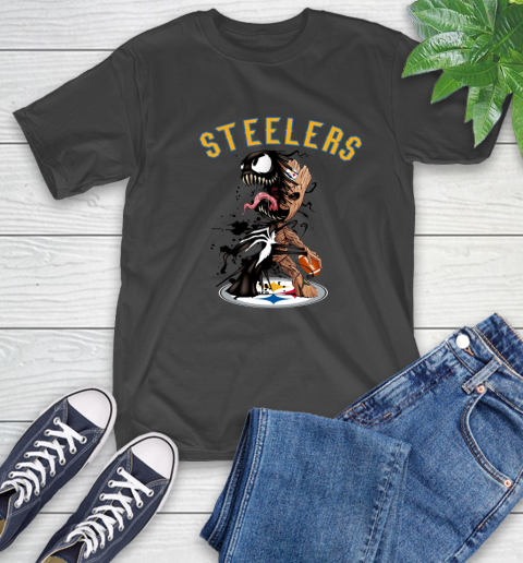 NFL Pittsburgh Steelers Football Venom Groot Guardians Of The Galaxy T-Shirt 2