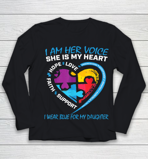 Mom Dad Puzzle I Wear Blue For My Daughter Autism Awareness Youth Long Sleeve