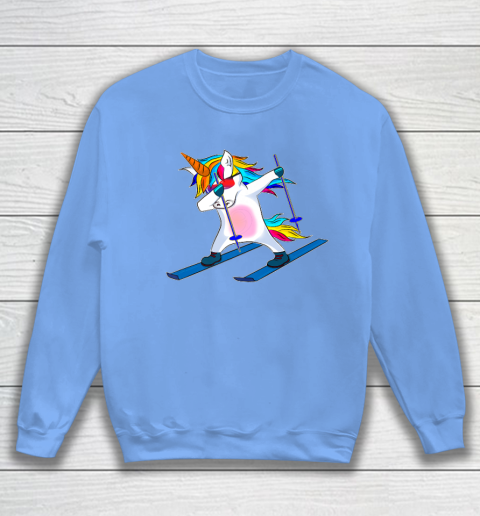 Skiing Unicorn Dabbing Funny Gift Sweatshirt 9