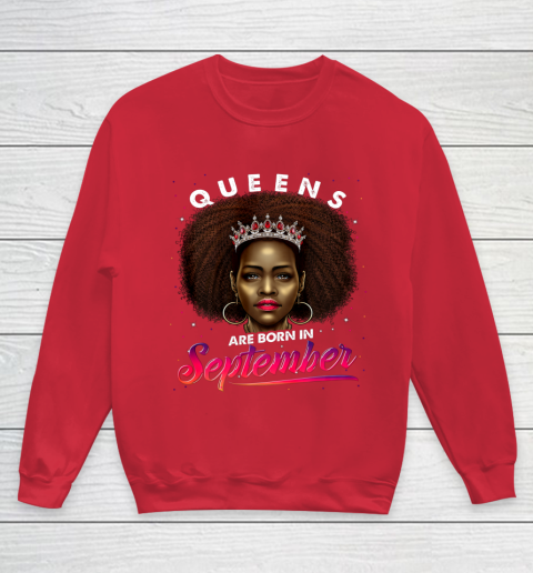Queens Born September Shirt Black Girl Virgo Libra Birthday Youth Sweatshirt 7