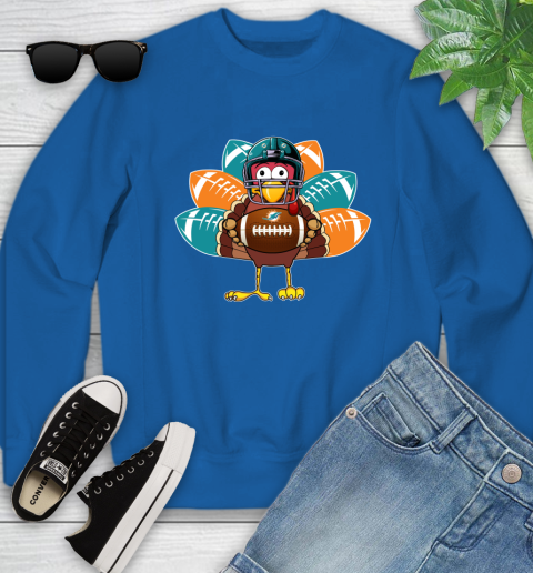 Miami Dolphins Turkey Thanksgiving Day Youth Sweatshirt 8