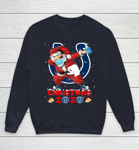 Indianapolis Colts Funny Santa Claus Dabbing Christmas 2020 NFL Youth Sweatshirt 2
