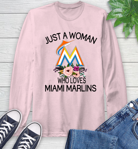 MLB Just A Woman Who Loves Miami Marlins Baseball Sports Long Sleeve T-Shirt 8