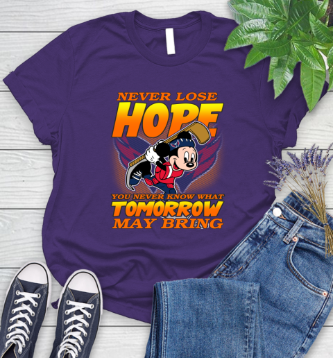 Washington Capitals NHL Hockey ootball Mickey Disney Never Lose Hope Women's T-Shirt 4