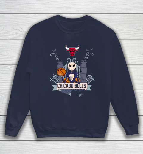 NBA Chicago Bulls Basketball Jack Skellington Halloween Sweatshirt 2