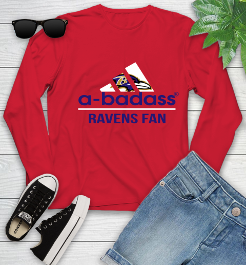 Baltimore Ravens NFL Football A Badass Adidas Adoring Fan Sports Youth Long Sleeve 11