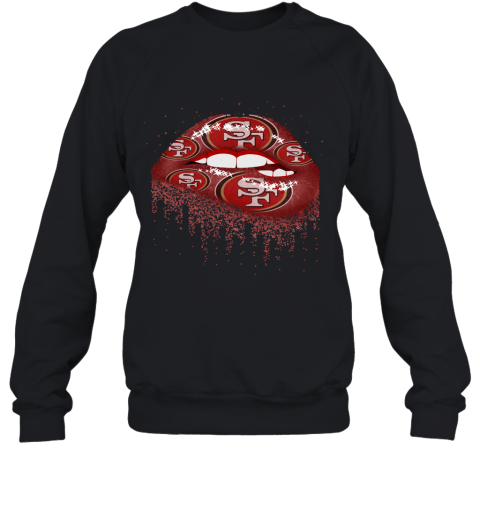 Biting Glossy Lips Sexy San Francisco 49ers NFL Football Sweatshirt