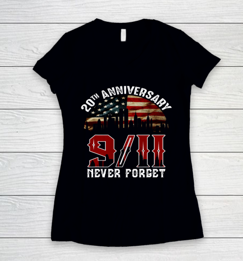 Never Forget 9 11 20th Anniversary Patriot Day 2021 Women's V-Neck T-Shirt