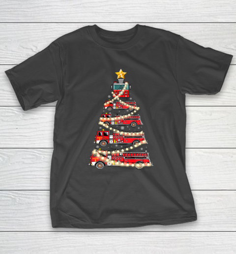Firefighter Truck Christmas Tree Tee Funny Christmas Gift T-Shirt