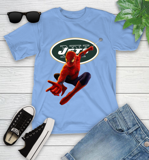 NFL Spider Man Avengers Endgame Football New York Jets Youth T-Shirt 11