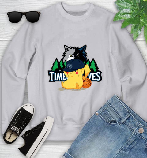 NBA Pikachu Basketball Sports Minnesota Timberwolves Youth Sweatshirt 4