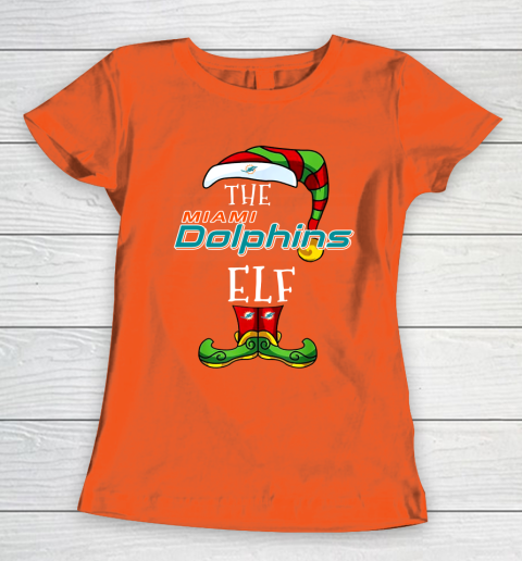 Miami Dolphins Christmas ELF Funny NFL Women's T-Shirt 3
