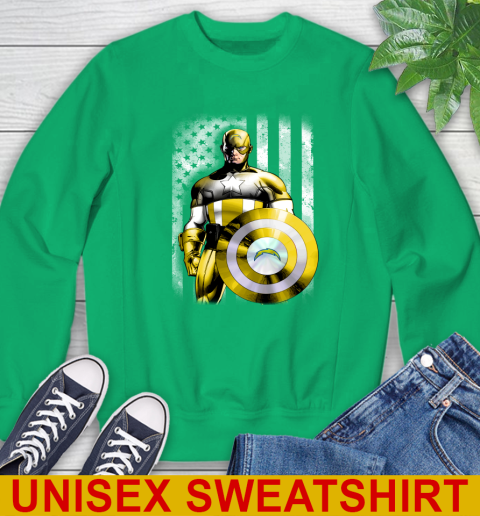 Los Angeles Chargers NFL Football Captain America Marvel Avengers American Flag Shirt Sweatshirt - Image 9