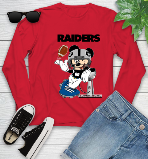 NFL Oakland Raiders Mickey Mouse Disney Super Bowl Football T Shirt Youth Long Sleeve 11