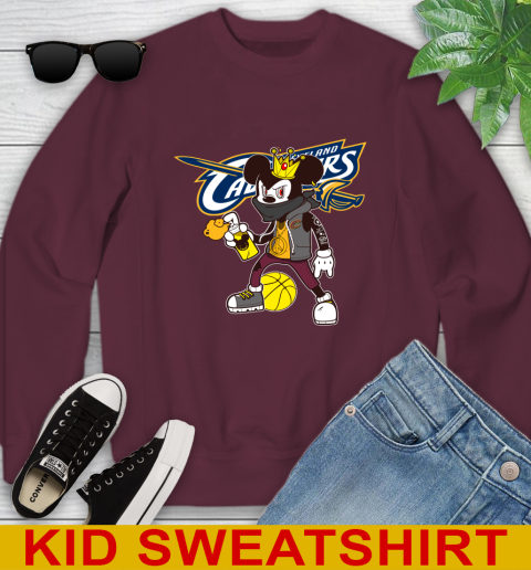 Cleveland Cavaliers NBA Basketball Mickey Peace Sign Sports Youth Sweatshirt 5