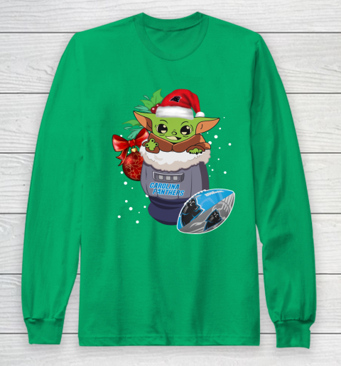Carolina Panthers Christmas Baby Yoda Star Wars Funny Happy NFL Long Sleeve T-Shirt 7