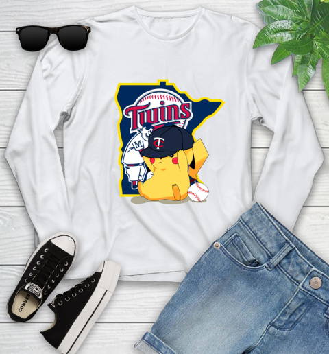 MLB Pikachu Baseball Sports Minnesota Twins Youth Long Sleeve