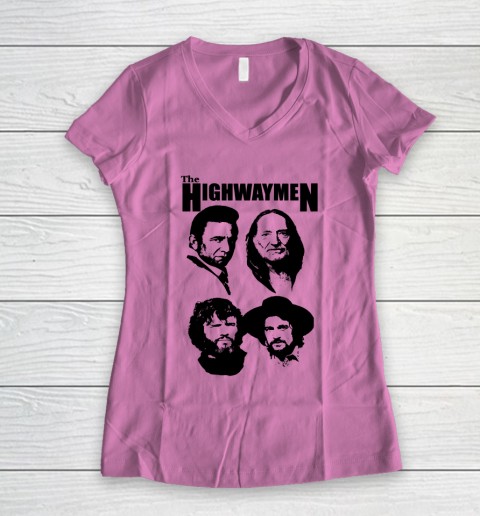 Willie Nelson Johnny Cash Outlaw Country Super Group The Highwaymen Women's V-Neck T-Shirt 8