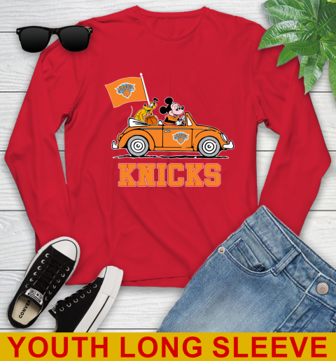 NBA Basketball New York Knicks Pluto Mickey Driving Disney Shirt Youth Long Sleeve 11