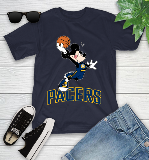 NBA Basketball Indiana Pacers Cheerful Mickey Mouse Shirt Youth T-Shirt 3