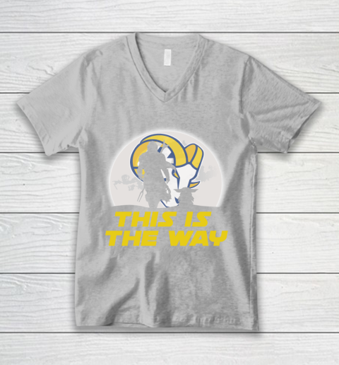 Los Angeles Rams NFL Football Star Wars Yoda And Mandalorian This Is The Way V-Neck T-Shirt 4 Los Angeles Rams NFL Football Star Wars Yoda And Mandalorian This Is The Way V-Neck T-Shirt - Image 4