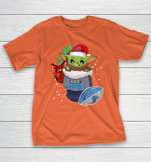 Detroit Lions Christmas Baby Yoda Star Wars Funny Happy NFL T-Shirt 6