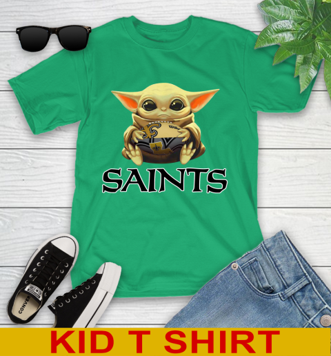 NFL Football New Orleans Saints Baby Yoda Star Wars Shirt Youth T-Shirt 6