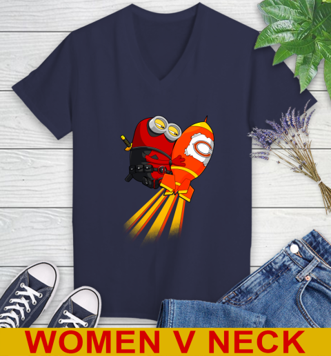NFL Football Chicago Bears Deadpool Minion Marvel Shirt Women's V-Neck T-Shirt 12