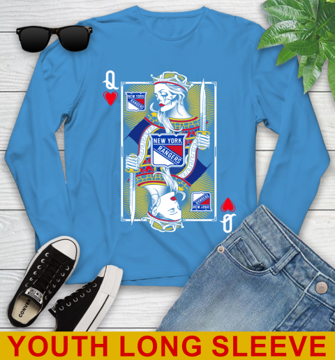 NHL Hockey New York Rangers The Queen Of Hearts Card Shirt Youth Long Sleeve 8