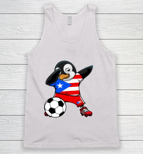 Dabbing Penguin Puerto Rico Soccer Fan Jersey Football Lover Tank Top