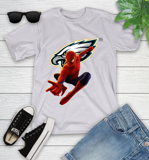 NFL Spider Man Avengers Endgame Football Philadelphia Eagles Youth T-Shirt 4