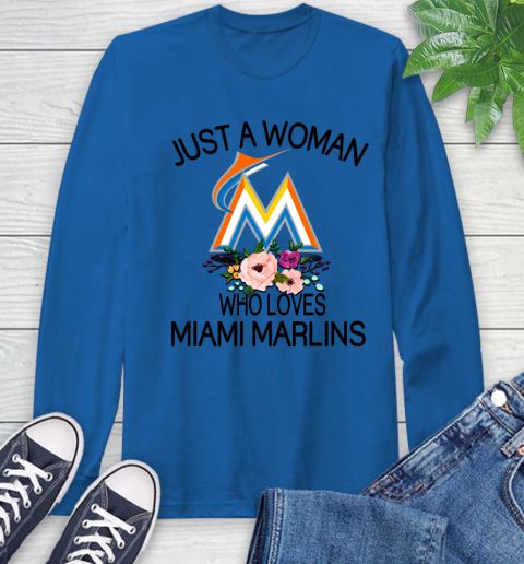 MLB Just A Woman Who Loves Miami Marlins Baseball Sports Long Sleeve T-Shirt 7