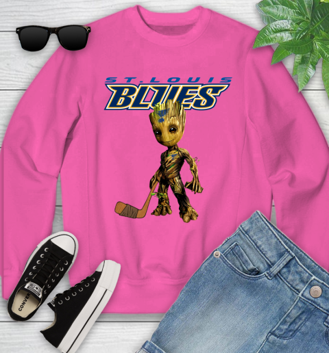 St.Louis Blues NHL Hockey Groot Marvel Guardians Of The Galaxy Youth Sweatshirt 7