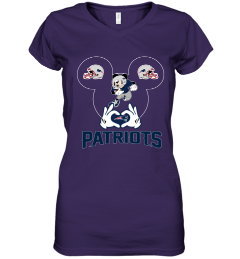 vy4h i love the patriots mickey mouse new england patriots women v neck t shirt 39 front purple