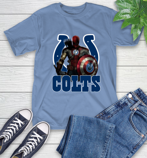NFL Captain America Thor Spider Man Hawkeye Avengers Endgame Football Indianapolis Colts T-Shirt 11