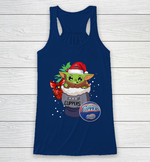 LA Clippers Christmas Baby Yoda Star Wars Funny Happy NBA Racerback Tank 7