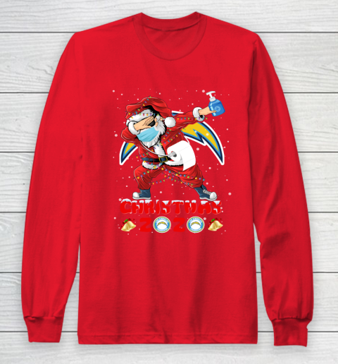 Los Angeles Chargers Funny Santa Claus Dabbing Christmas 2020 NFL Long Sleeve T-Shirt 7