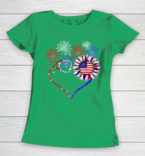 Patriotic Nurse 4th Of July American Flag Independence Day Women's T-Shirt 5