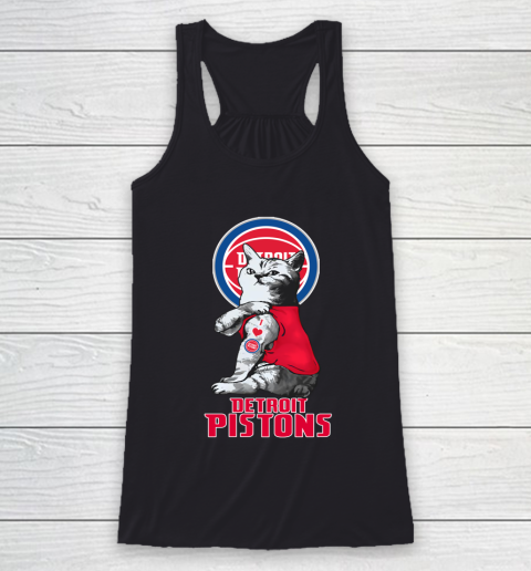 NBA Basketball My Cat Loves Detroit Pistons Racerback Tank