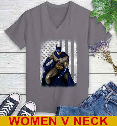 New York Giants NFL Football Batman DC American Flag Shirt Women's V-Neck T-Shirt 11