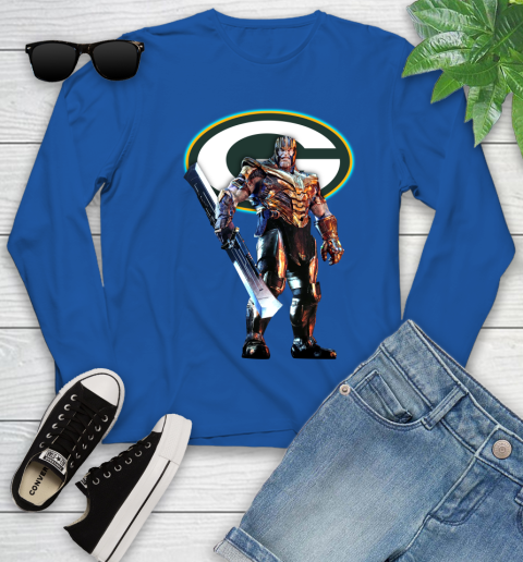 NFL Thanos Gauntlet Avengers Endgame Football Green Bay Packers Youth Long Sleeve 9