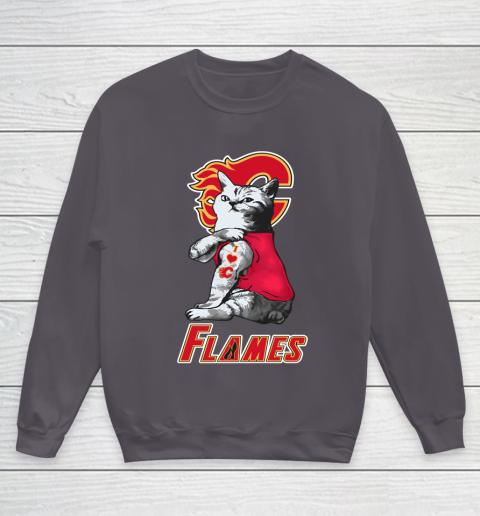 NHL My Cat Loves Calgary Flames Hockey Youth Sweatshirt 5