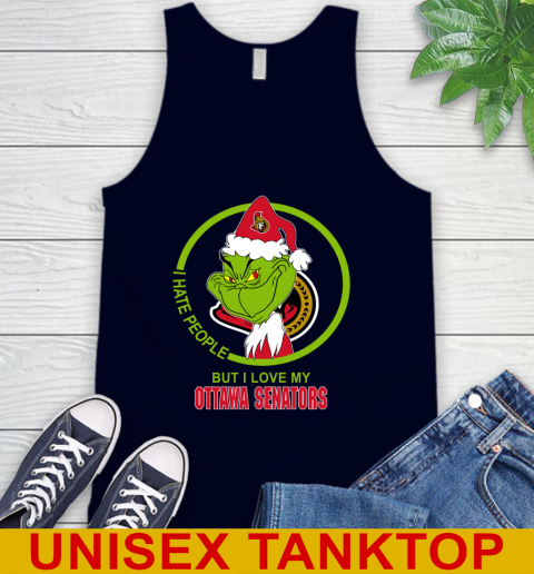 Ottawa Senators NHL Christmas Grinch I Hate People But I Love My Favorite Hockey Team Tank Top 3